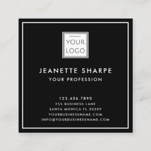 Carte De Visite Carré Black Add Your Logo Professional