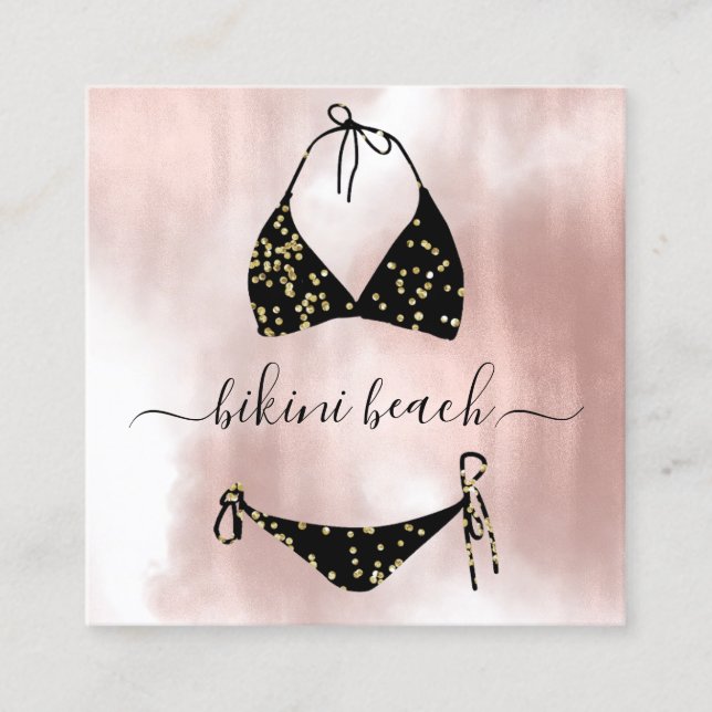 Carte De Visite Carré Black Bikini Lingerie Beach Costume Sous-vêtements (Devant)