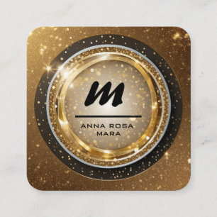 Carte De Visite Carré *~* Black Gold Parties scintillant Dramatique Glam