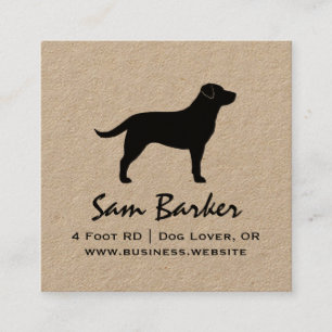Carte De Visite Carré Black Labrador Retriever Chien Silhouette Black La