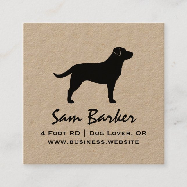 Carte De Visite Carré Black Labrador Retriever Chien Silhouette Black La (Devant)