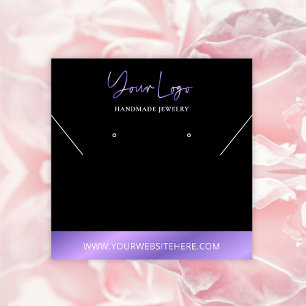 Carte De Visite Carré Black & Lavender Foil Effet Chic Bijoux Display
