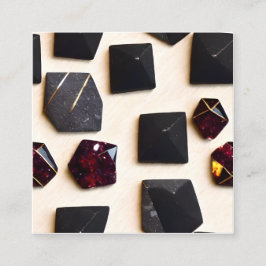 Carte De Visite Carré Black Obsidian et Garnet Gold Hexagon géométrique