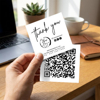 Carte De Visite Carré Black White Branding Thank You