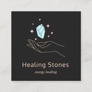 Carte De Visite Carré Bleu Gemstone Energy Crystal Healer
