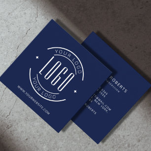 Carte De Visite Carré Bleu marine moderne simple ajoutez votre logo
