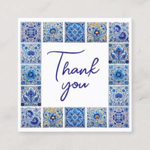 Carte De Visite Carré Bleu méditerranéen tuiles merci paquet insérer