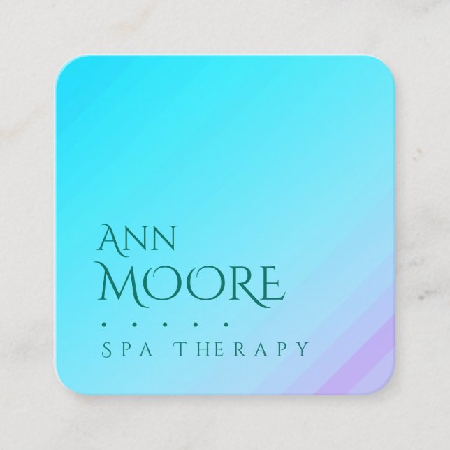 Carte De Visite Carré Bleu vert clair en pierre de marbre (Devant)