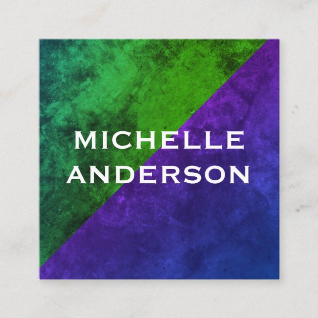 Carte De Visite Carré Blocs couleur violet vert moderne (Devant)