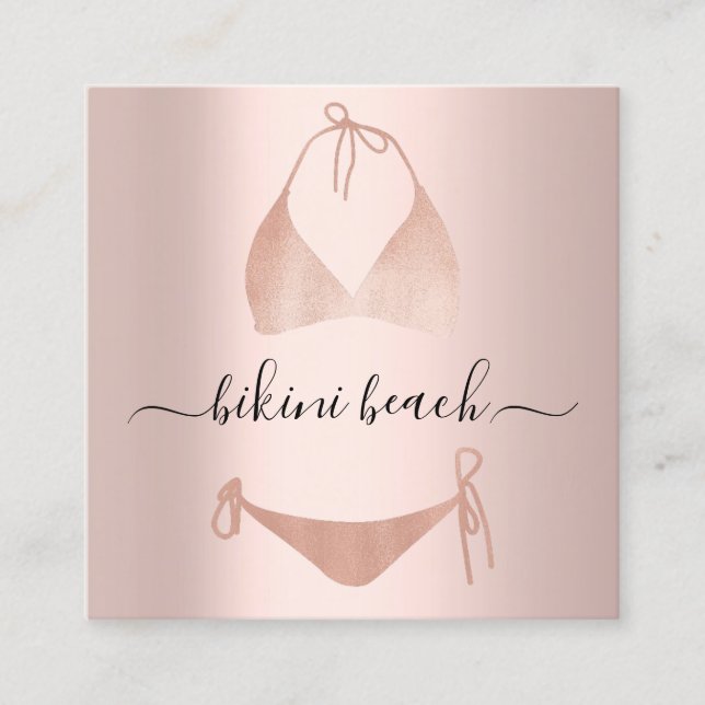 Carte De Visite Carré Blue Bikini Lingerie Beach Costume Sous-vêtements  (Devant)