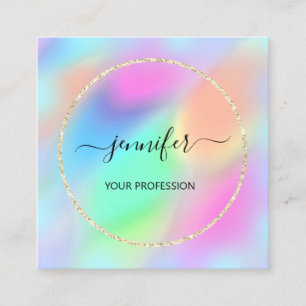 Carte De Visite Carré Blue Gold Holograph Professional Maquillage Beauti