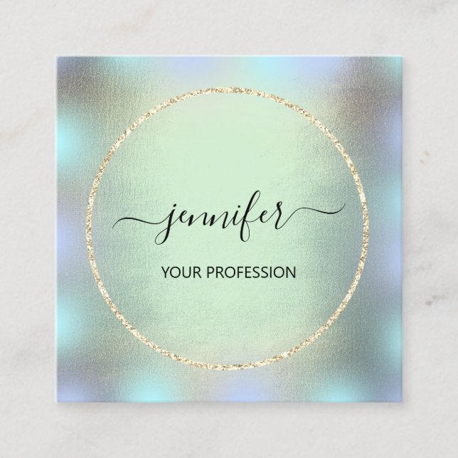 Carte De Visite Carré Blue Gold Holographe professionnel maquillage fumé (Devant)