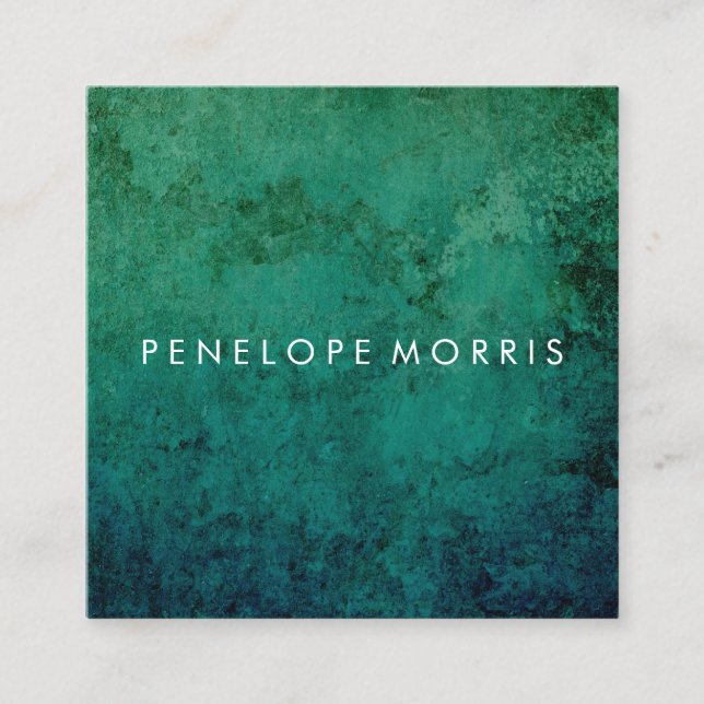 Carte De Visite Carré Blue Green Abstraite Beauty Stylist   (Devant)