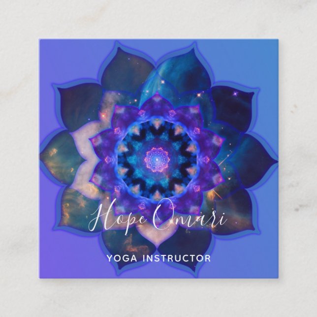 Carte De Visite Carré Blue Lotus Mandala (Devant)