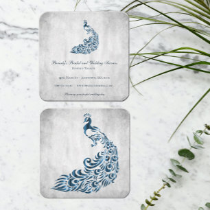 Carte De Visite Carré Blue Peacock Mariage et services nuptiaux