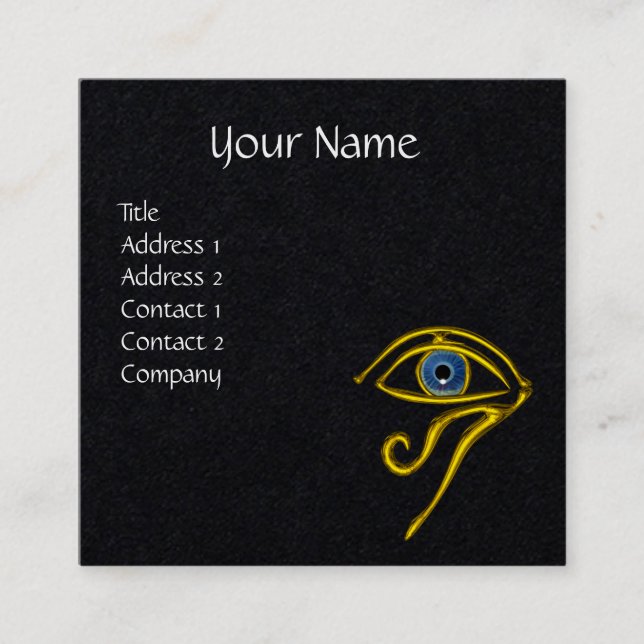 Carte De Visite Carré BLUE TALISMAN HORUS OEIL Divinité Papier noir (Devant)