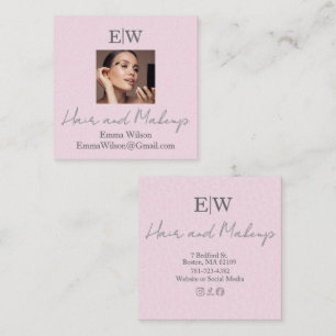 Carte De Visite Carré Blush Pink photo & Beauty Studio Monogramme