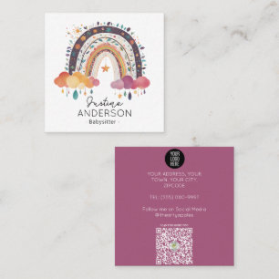 Carte De Visite Carré BLUSH violet SCANDI COEUR RAINBOW BABYSITTER