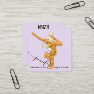 Carte De Visite Carré Body Fitness Couch QRCODE Logo Purple
