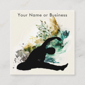 Carte De Visite Carré Boho Ardent Yoga Arbre de Vie Géométrie Sacrée