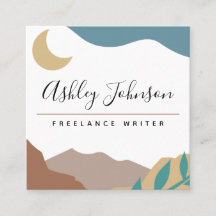 Boho Brown Mountains Moon Pastel Bohemian Abstrait
