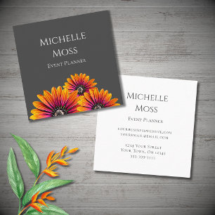 Carte De Visite Carré Boho Daisies Botanique Planificateur d'événements 