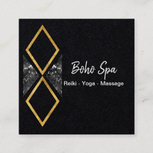 Carte De Visite Carré Boho géométrique doré et brillant