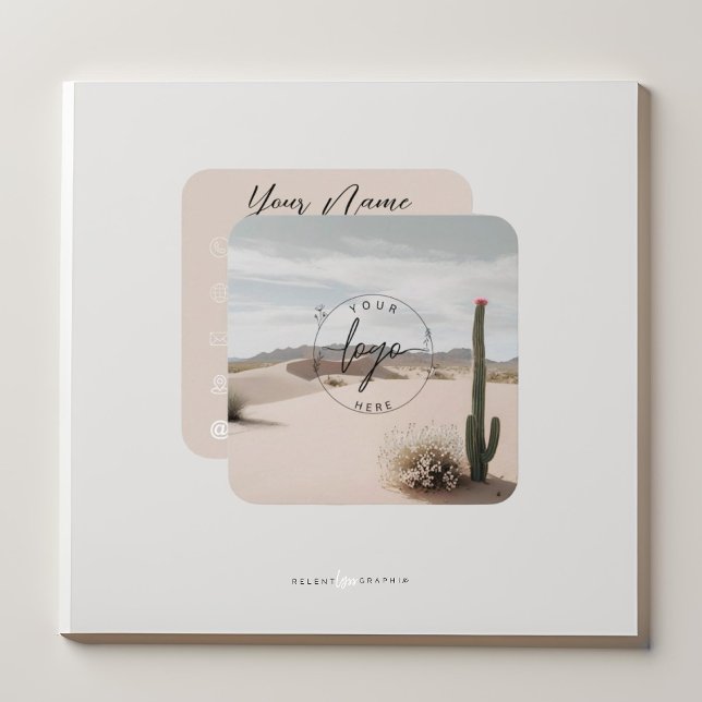 Carte De Visite Carré Boho | Gris souris | Esthétique (Créateur téléchargé)