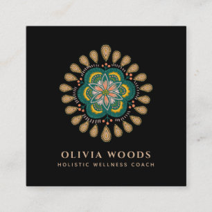 Carte De Visite Carré Boho Mandala Floral Art Therapist