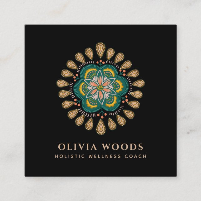Carte De Visite Carré Boho Mandala Floral Art Therapist (Devant)