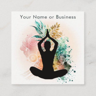 Carte De Visite Carré Boho Moderne Yoga Fruit de vie Géométrie sacrée