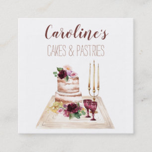 Carte De Visite Carré Boho Wine Boulangerie Boutique Cupcake Pâtisserie