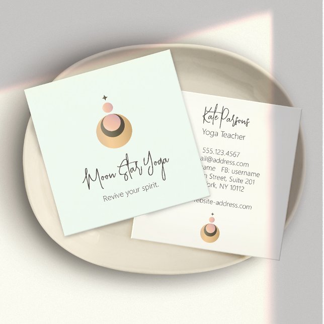 Carte De Visite Carré Boho Yoga Energy Healer Céleste (Créateur téléchargé)