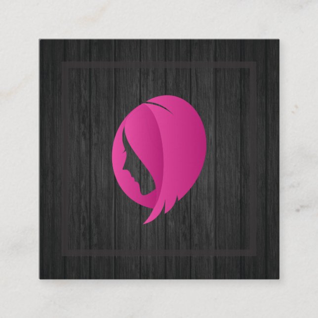 Carte De Visite Carré Bois | Coiffeuse professionnelle (Devant)