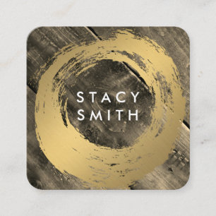 Carte De Visite Carré Bois de panneau Or brossé