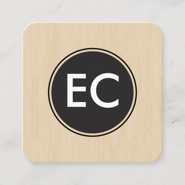 Carte De Visite Carré Bois monogramme (Devant)