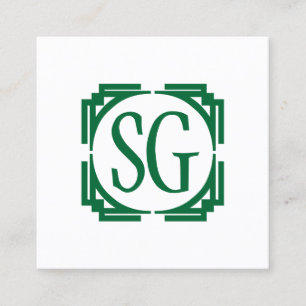 Carte De Visite Carré Boîte de décoration - Initiales - Vert forêt