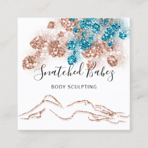 Carte De Visite Carré Boitier de massage Sculpture QRCODE Rose Turquoise