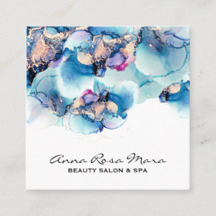 Carte De Visite Carré *~* Bold AP29 Turquoise Turquoise or doré Yummy