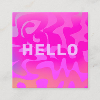 Carte De Visite Carré Bold Font Groovy Hello Hot Pink Bright