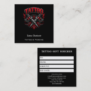 Carte De Visite Carré Bon de cadeau de tatouage