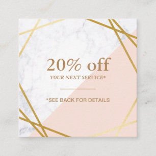 Carte De Visite Carré Bon de marbre géométrique minimaliste moderne de