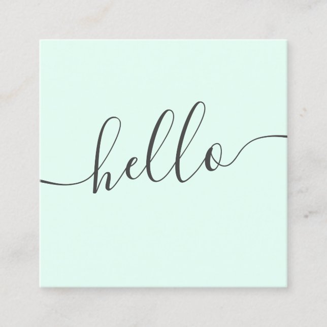 Carte De Visite Carré Bonjour girly élégant gris de menthe simple (Devant)