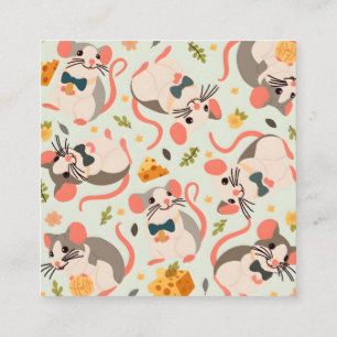 Carte De Visite Carré bonne souris avec un bon fromage