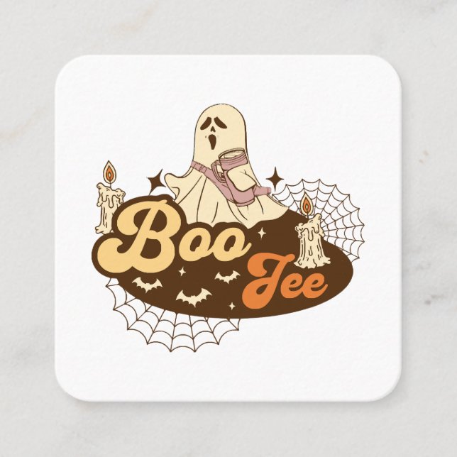 Carte De Visite Carré Boo-Jee Ghost Halloween drôle (Devant)