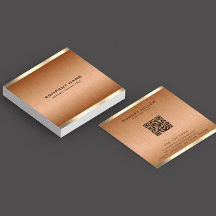 Carte De Visite Carré Bordure d'or minuscule en cuivre Brown