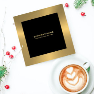 Carte De Visite Carré Bordure Or moderne en noir