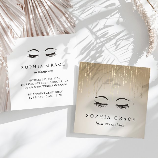 Carte De Visite Carré Bouches de pluie dorées (Créateur téléchargé)