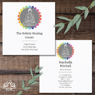 Carte De Visite Carré Bouddha Arc-en-ciel Chakras Yoga métaphysique spir