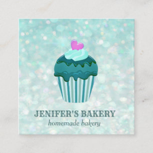 Carte De Visite Carré Bouilloire de luxe moderne cupcake maison boulange